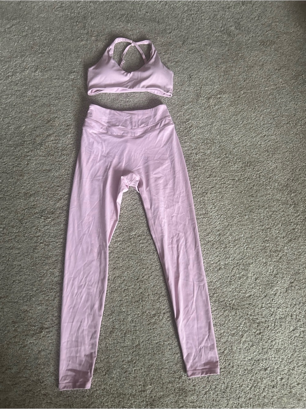 Light Pink Activewear Set - Crop Sports Bra & High-Waist Leggings